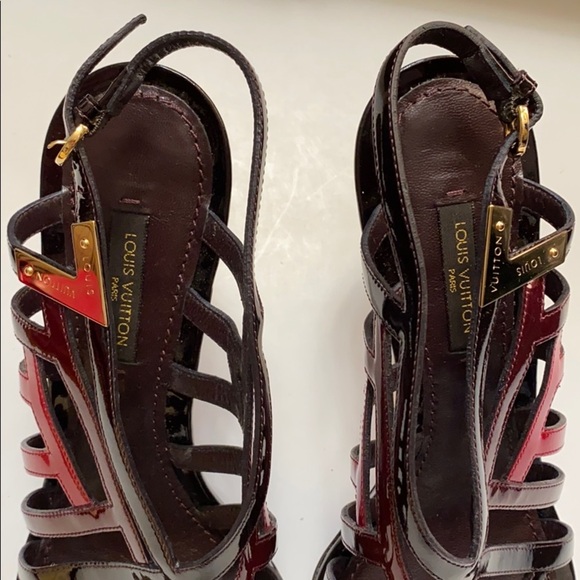 Louis Vuitton open toe red heels size: 37 1/2 - Picture 7 of 14